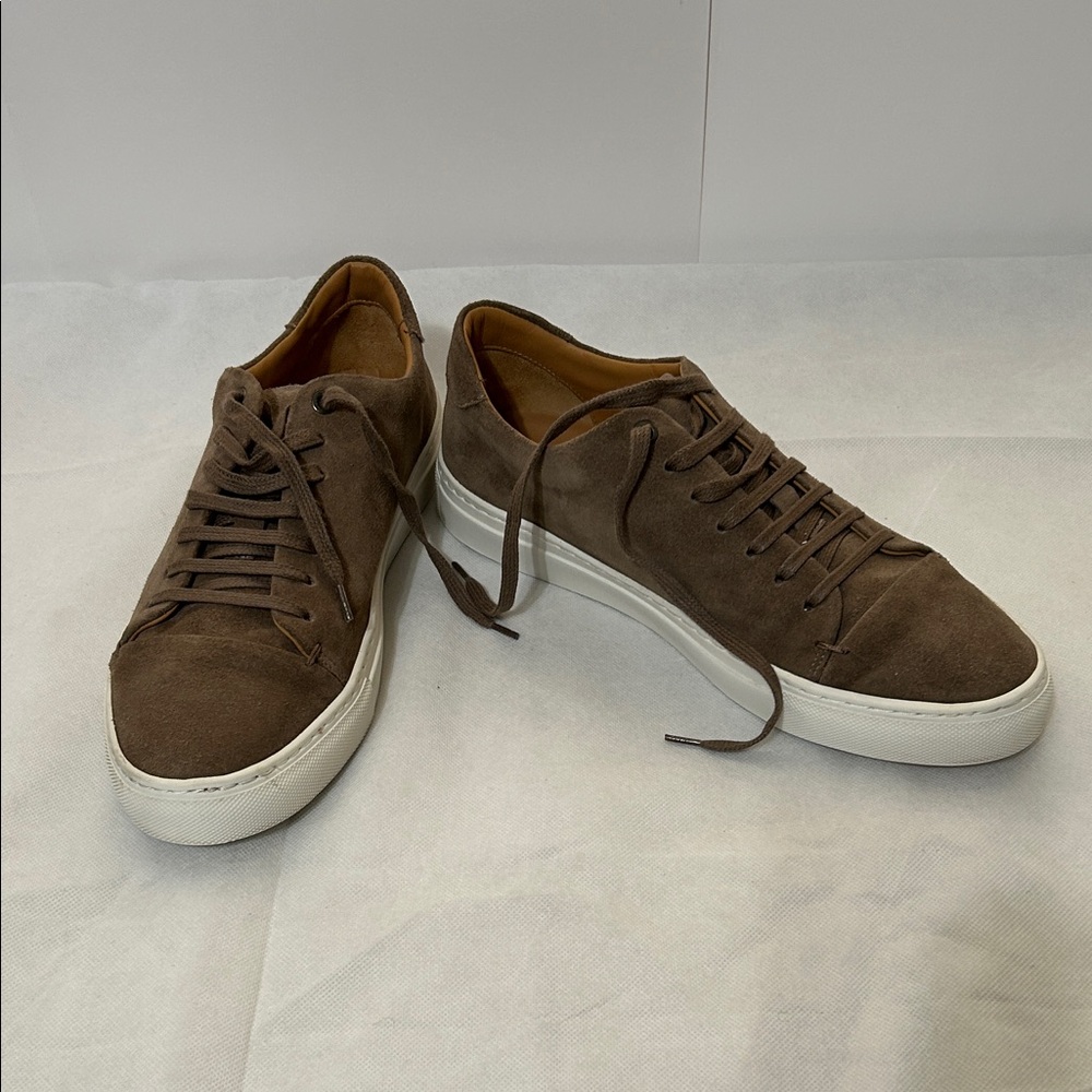 Suitsupply men's suede leather sneakers in taupe size 9